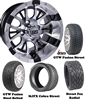 14" Diesel Machined & Black Wheels with Low Profile Golf Cart Tire