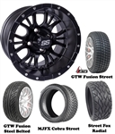 14" Diesel Matte Black Wheels with Low Profile Golf Cart Tire