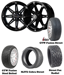 14" Black Element Wheels with Low Profile Golf Cart Tire
