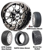 14" GTW Vortex Machined & Black Wheels with Low Profile Golf Cart Tire