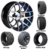 14x7 GTW Pursuit Blue/Black Wheels with Lifted Golf Cart Tire