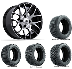 14x7 GTW Pursuit Machined Wheels with Lifted Golf Cart Tire