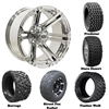 14x7 GTW Specter Chrome Wheels with Lifted Golf Cart Tire