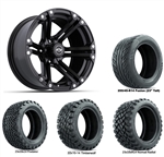 14x7 Specter Matte Black Wheels with Lifted Golf Cart Tire