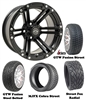 14" GTW Specter Matte Black Wheels with Low Profile Golf Cart Tire