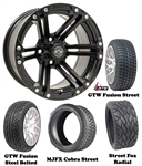14" GTW Specter Matte Black Wheels with Low Profile Golf Cart Tire
