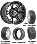 14x7 GTW Spyder Machined Wheels with Low Profile Golf Cart Tire
