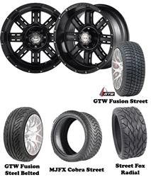 14" Transformer Matte Black Wheels with Low Profile Golf Cart Tire