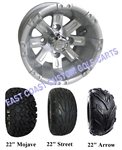 10x7 Silver Vegas Golf Cart Wheel with Your Choice of Tire
