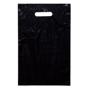Boutique Carry Bags Black Die Cut Handle LDPE 300 X 400 X 50um