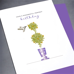 Birthday "Topiary & Hummingbird "  BD340 Greeting Card