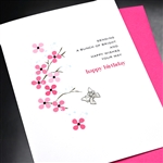 Birthday  " Butterfly / Fuhsia Flowers "  BD550 Greeting Card