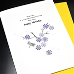 Birthday  " Dragon Fly / Purple Flowers "  BD551 Greeting Card