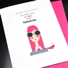 Birthday  " Pink Hair Girl With Glasses "  BD557 Greeting Card