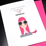 Birthday  " Pink Hair Girl With Glasses "  BD557 Greeting Card