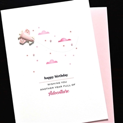 Birthday  " Pink-Airplane "  BD748 Greeting Card