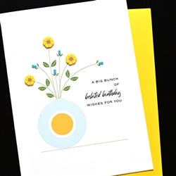 Birthday  " 3 Yellow Flowers "  BD751 Greeting Card