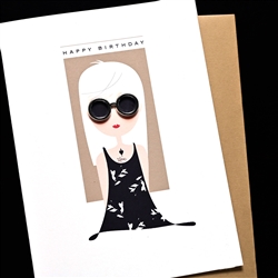 Birthday  " Girl With Glasses "  BD760 Greeting Card
