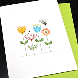 Blanks " Dragon Fly & Flowers "  BLK106 Greeting Card