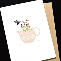 Blanks "  Bird & Teapot  "  BLK132  Greeting Card