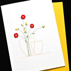 Blanks " red flowers  "  BLK137  Greeting Card