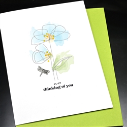 Thinking Of You " Watercolor Flower "  FR201 Greeting Card