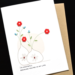 Friendship  "  Red Flowers "  FR222 Greeting Card