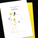 Friendship  " Miss You /Dragonfly & Flowers "  FR225 Greeting Card