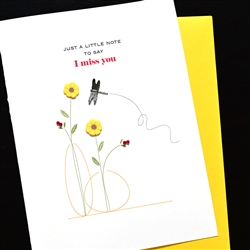 Friendship  " Miss You /Dragonfly & Flowers "  FR225 Greeting Card