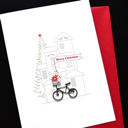 Christmas " Bicycle & Flowers "  HD239 Greeting Card