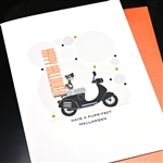 Halloween " Cat & Scooter "  HW65 Greeting Card