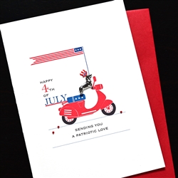 4th Of July  " Dog & Scooter "  IN27 Greeting Card