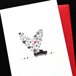 Love  " Truck & Heart "  LVBLK02 Greeting Card