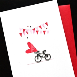 Love  " Bicycle & Heart "  LVBLK03Greeting Card