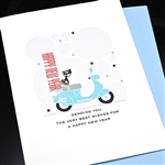 New Year  " Cat & Scooter "  NY36 Greeting Card