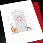 New Year  " Dog & Door "  NY37 Greeting Card