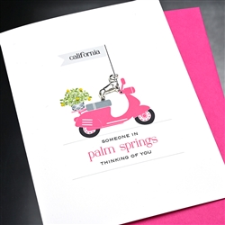 Palm Springs  " Dachsund & Scooter "  PSFR01 Greeting Card