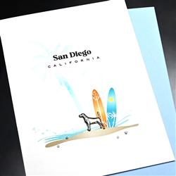 San Diego  " Dog & Surfboards "  SD31 Greeting Card