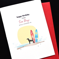 Birthday  " From San Diego, Dog "  SDBD05 Greeting Card