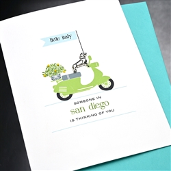 San Diego  "Dachshund & Scooter "  SDFR03 Greeting Card