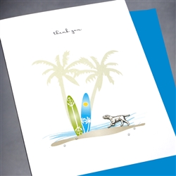 Thank You  " surfboard & dog "  TY124 Greeting Card