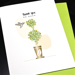 Thank You  " Hummingbird / Topiary "  TY163 Greeting Card