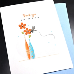 Thank You  " Flowers & Dragonfly "  TY168 Greeting Card
