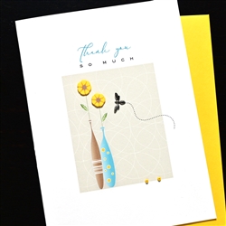 Thank You  " Yellow Flowers & Bee "  TY193 Greeting Card