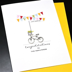 Wedding  " Newlyweds / Bicycle "  WD100 Greeting Card