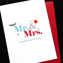 Wedding  " Red Heart & Jet Plane "  WD114 Greeting Card