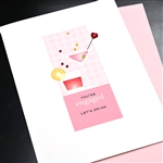 Wedding / Engagement " Red Heart & Drinks "  WD80 Greeting Card