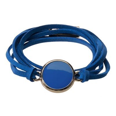 Royal Blue Enamel Disk Suede Bracelet