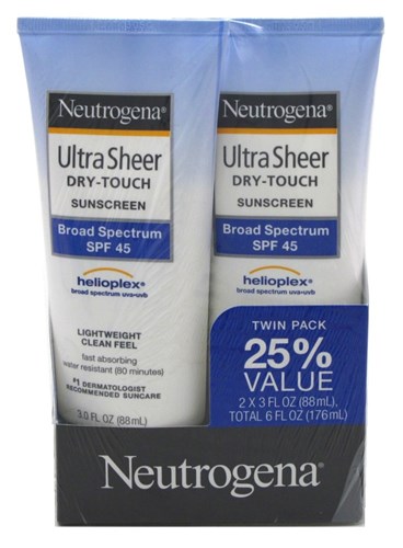 Neutrogena Ultra Sheer Spf#45 Dry Touch Lotion Twin Pack 3oz (10180)<br><br><br>Case Pack Info: 12 Units