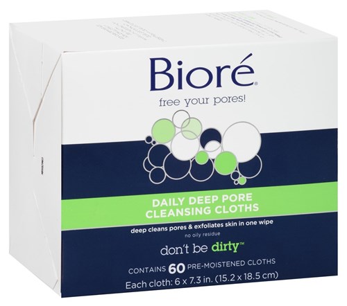 Biore Deep Cleansing Pore Cloths 60 Count (10224)<br><br><br>Case Pack Info: 6 Units